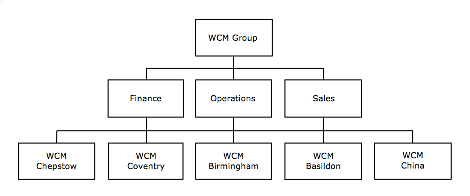 Diagram of WCM Group's company structure